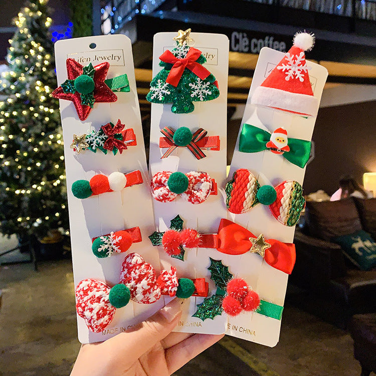 Wholesale Christmas Children's Fabric Hairpin 5-piece Set